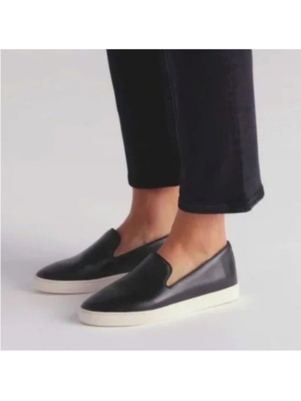Birdies The Swift Slip-On Sneaker Smooth Black Leather Sneakers Casual 9 - Picture 3 of 14